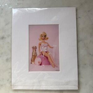 Signed Barbie Pop Art Photo Print Matted 8x10 Pink Lingerie Retro Glamour 2023